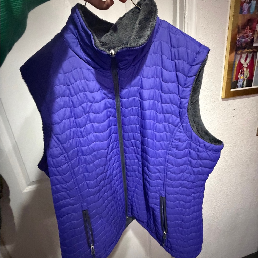 Women's Quilted Purple Reversible Vest - Sleeveless Jacket
